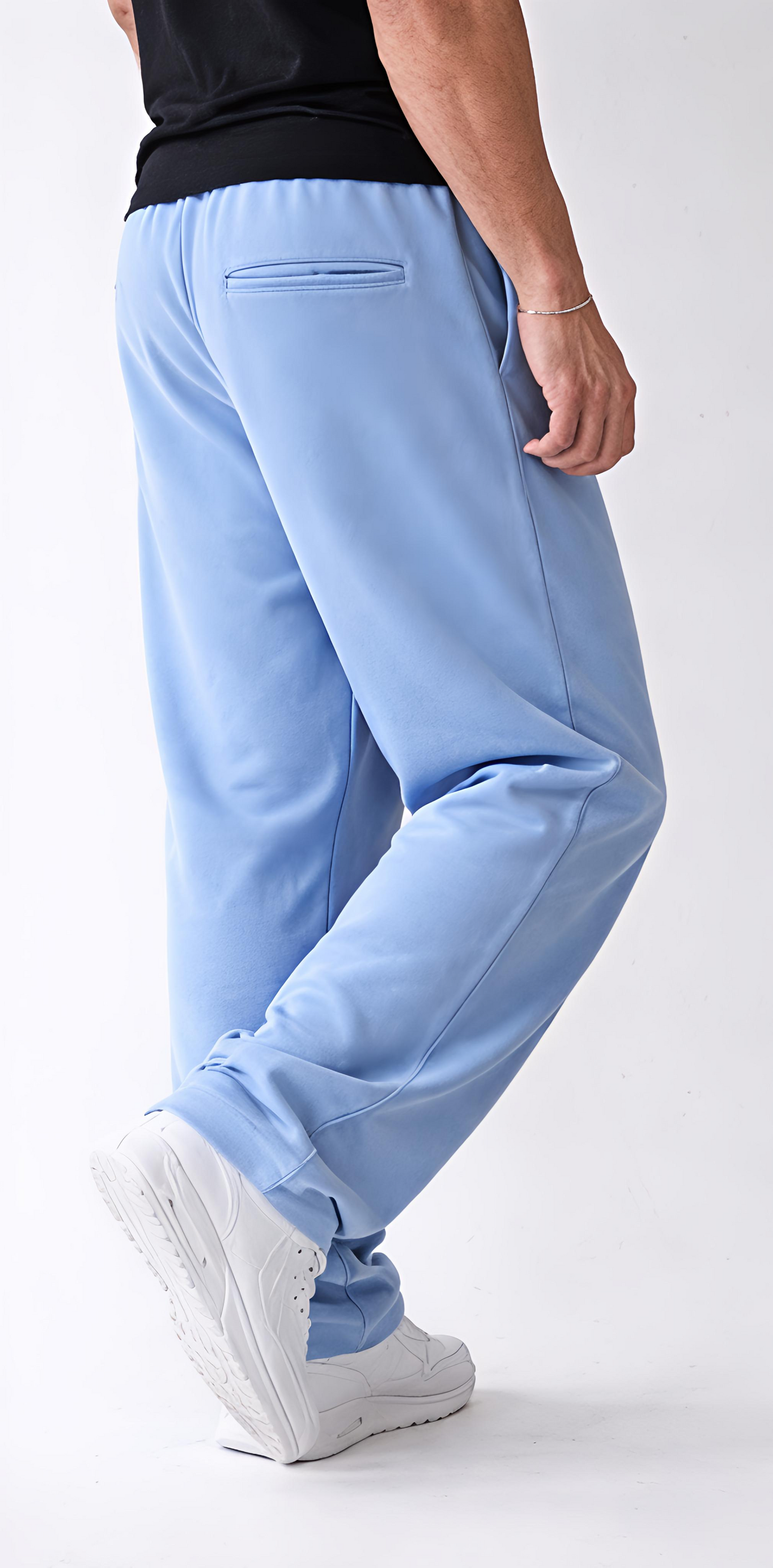 Premium Baggy Fit Track Joggers – Sky Blue Streetwear Pants