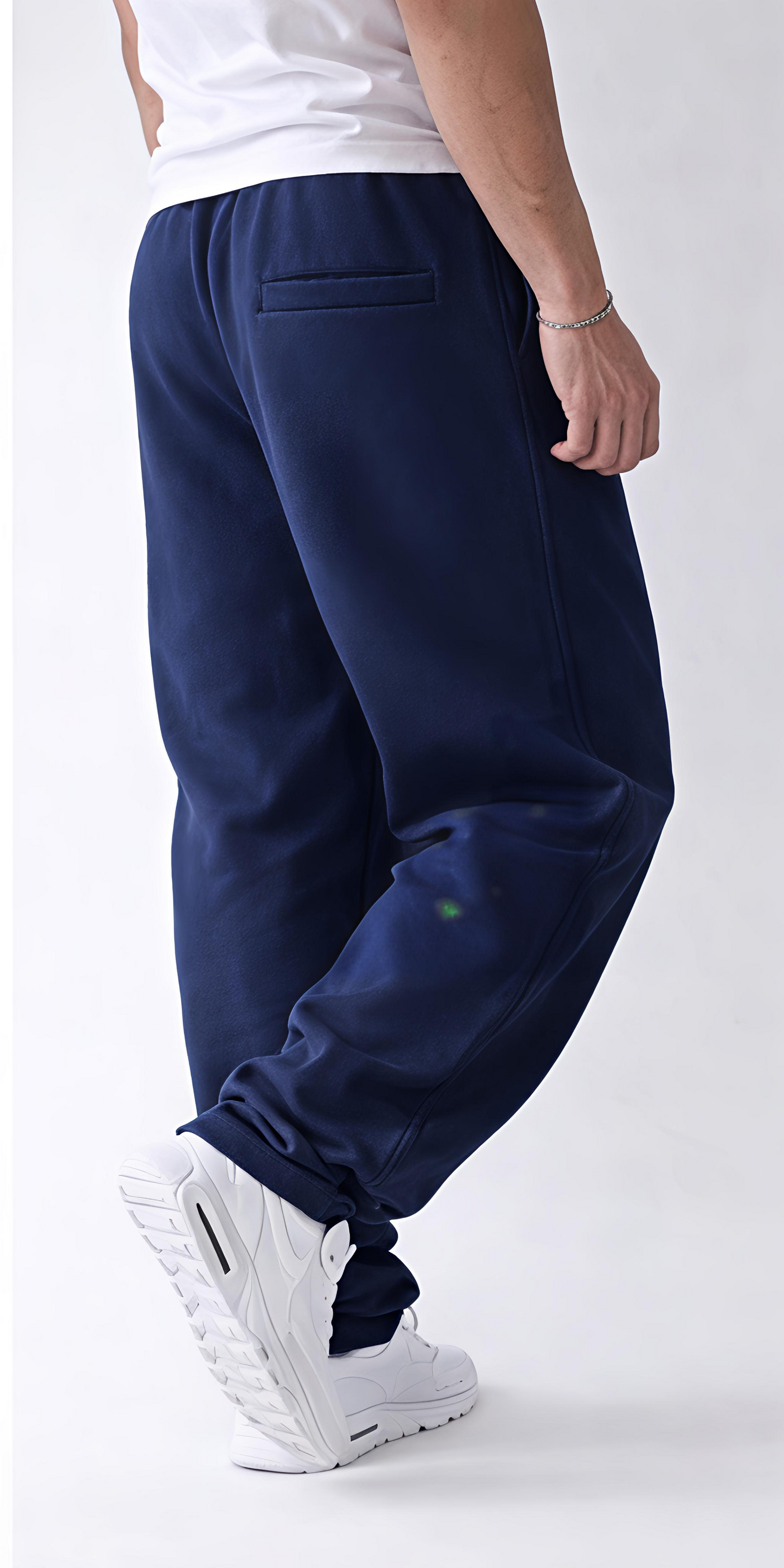 Navy Blue Track Joggers –  Relaxed Fit
