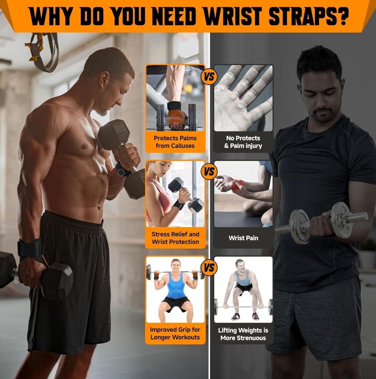 Genzigo Premium Leather Weight Lifting Wrist Straps with Extra Padding and Adjustable Wrist Support