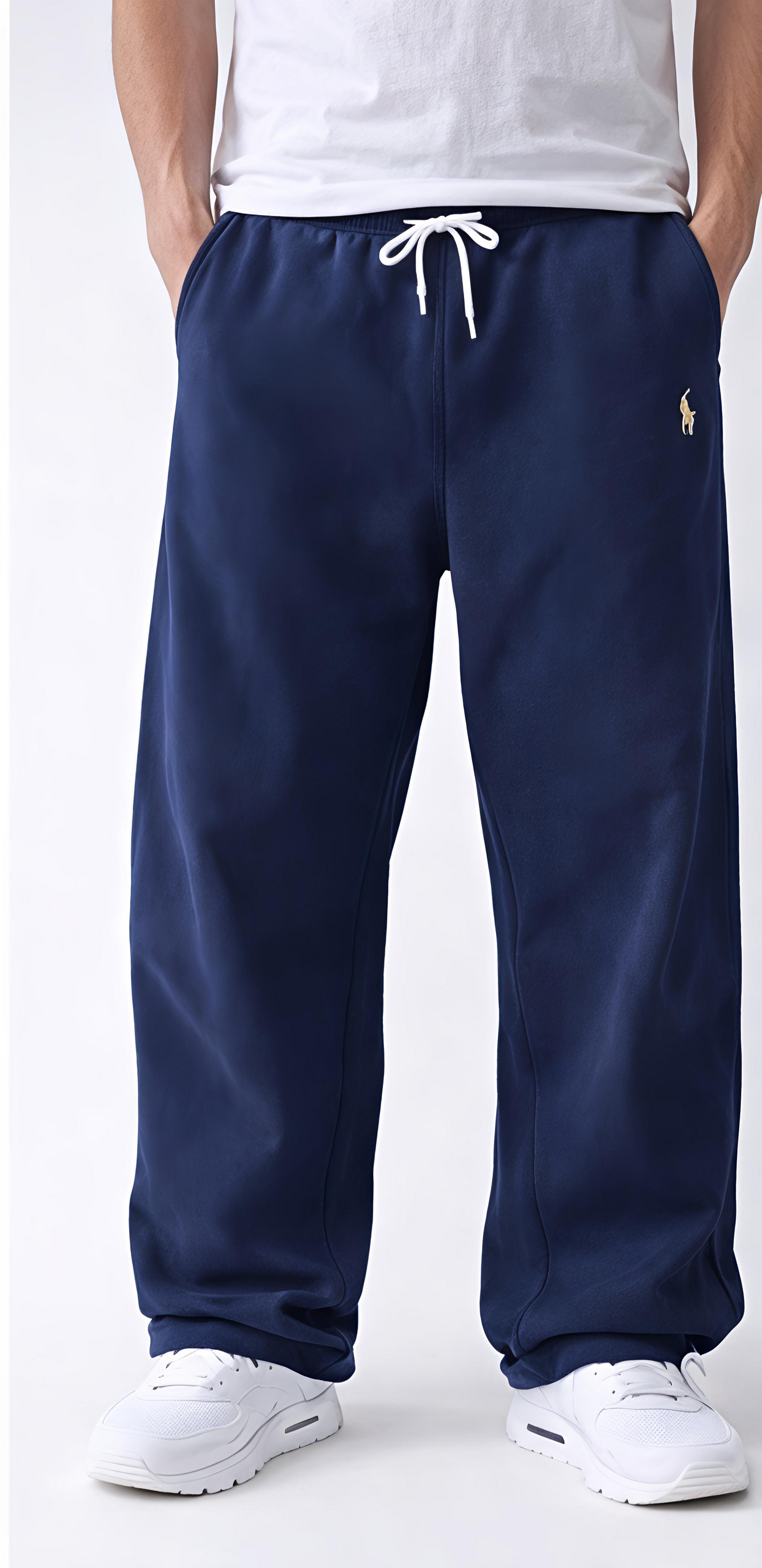 Navy Blue Track Joggers –  Relaxed Fit