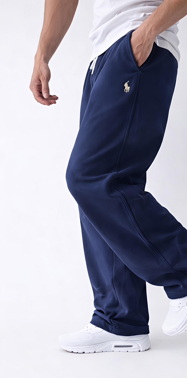 Navy Blue Track Joggers –  Relaxed Fit
