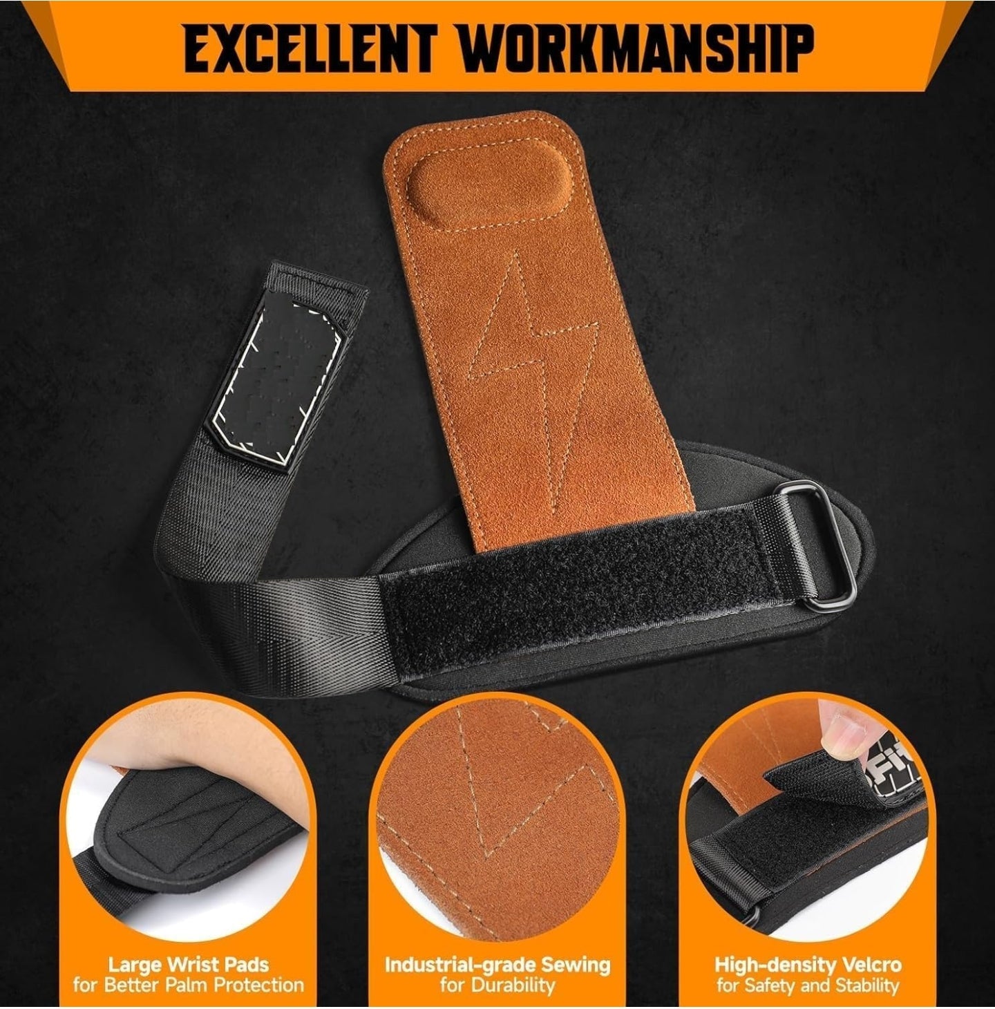 Genzigo Premium Leather Weight Lifting Wrist Straps with Extra Padding and Adjustable Wrist Support