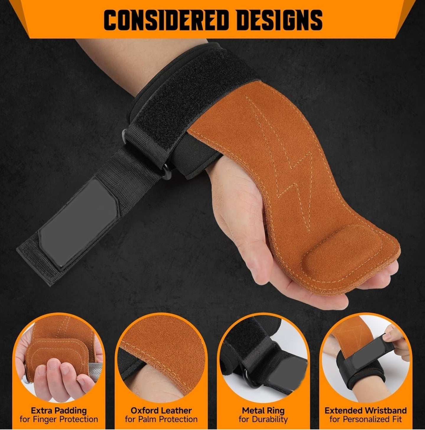 Genzigo Premium Leather Weight Lifting Wrist Straps with Extra Padding and Adjustable Wrist Support