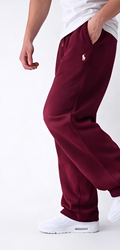 Maroon Track Baggy Joggers –  Relaxed Fit